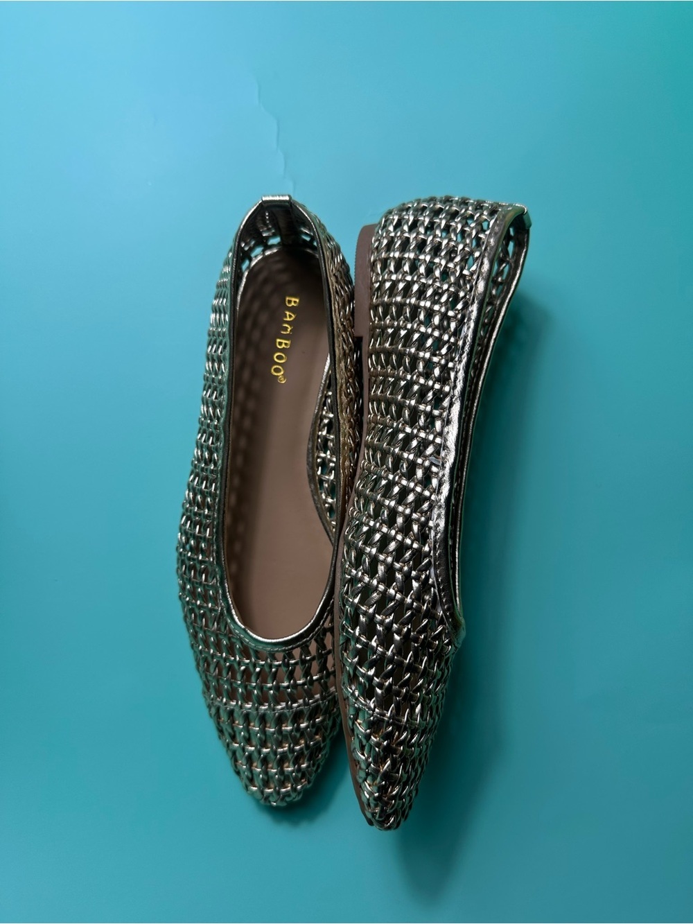 BAMBOO Metallic Woven Pointed Toe Flats - Silver